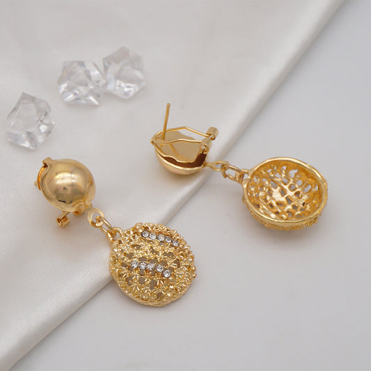 18K Gold Twisted Chain Pendant Necklace Set with Earrings